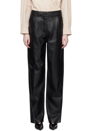 KASSL Editions Black Pleated Leather Trousers