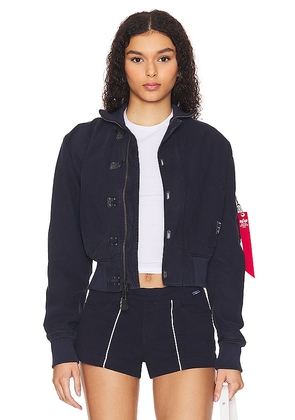 ALPHA INDUSTRIES Us Navy Cropped Jacket in Navy. Size L, S, XS.