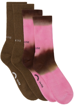 SOCKSSS Two-Pack Brown & Pink Socks