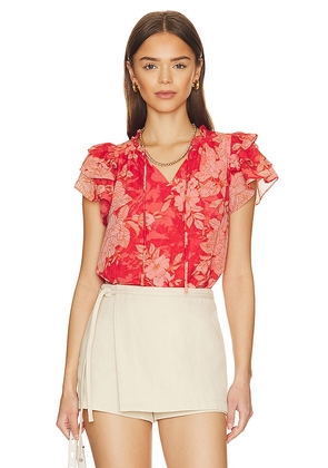 1. STATE Ruffle Sleeve Top in Coral. Size XXS.