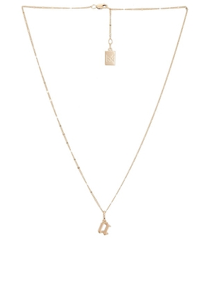 MIRANDA FRYE Petite Gothic Letter Charm With Marlowe Chain Necklace in Metallic Gold. Size E, F, H, I, J, O, P, R, S, T, V.