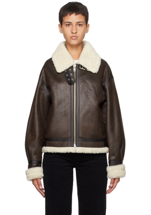 Dunst Brown Loose Fit Faux-Shearling Jacket