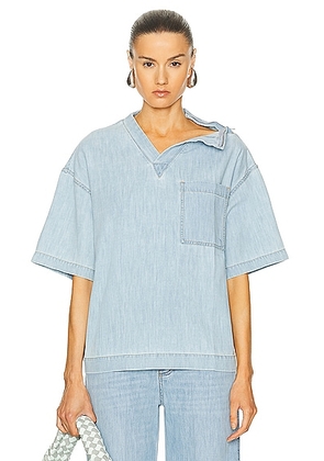 Bottega Veneta Wide Shirt in Bleached Light Denim - Blue. Size S (also in L, M, XS).