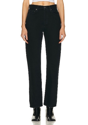 AGOLDE 90s Pinch Waist High Rise Straight in Crushed - Black. Size 24 (also in 23, 25, 26, 27, 28, 29, 30, 31, 32, 33).