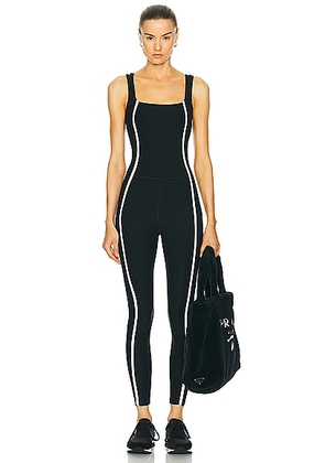 Beyond Yoga Spacedye New Moves Midi Jumpsuit in Darkest Night & Cloud White - Black. Size L (also in M, S, XS).