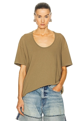 R13 Scoop Neck Relaxed Tee in Light Olive - Olive. Size L (also in M, S, XS).