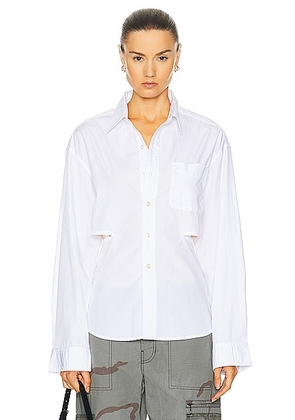 R13 Open Back Shirt in White - White. Size L (also in M, S, XS).