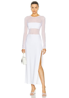 Norma Kamali Dash Dash Side Slit Gown in Snow White - White. Size L (also in M, S, XL, XS).