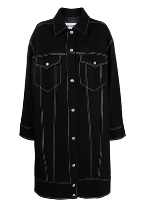 MOSCHINO JEANS contrast-stitch button-up coat - Black