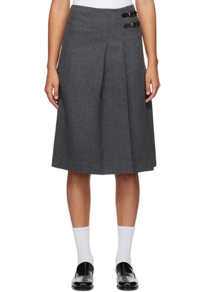 Dunst Gray Belted Midi Skirt
