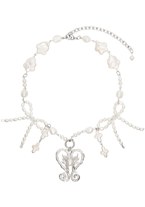Harlot Hands Silver & White Heiress Necklace