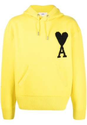 AMI Paris Ace of Hearts knitted hoodie - Yellow