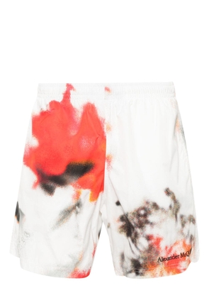 Alexander McQueen Obscured Flower swim shorts - White