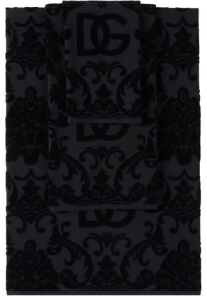 Dolce & Gabbana Black DG Damask Towel Set, 5 pcs