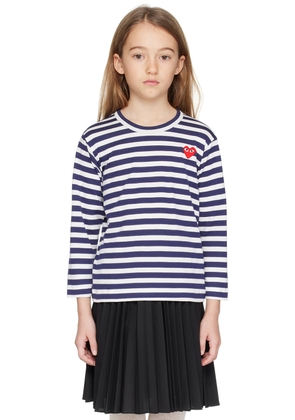 COMME des GARÇONS PLAY Kids Navy & White Striped Long Sleeve T-Shirt