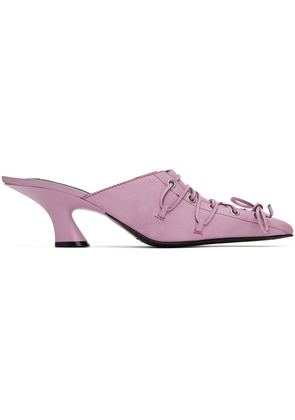 Acne Studios Pink Lace-up Heel Mules