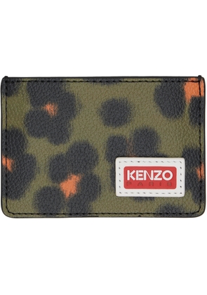 Kenzo Khaki & Black Kenzo Paris Floral Leopard Card Holder