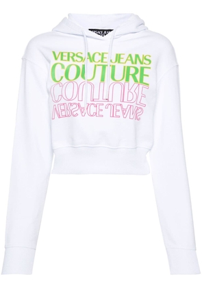 Versace Jeans Couture logo-stamp cotton hoodie - White