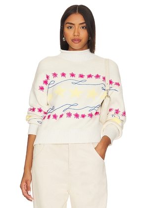 Central Park West Stella Star Motif Roll Neck Sweater in Ivory. Size M, XS.