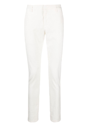 DONDUP logo-plaque corduroy tapered trousers - White