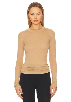 ALALA Cashmere Crew Neck Tee in Tan. Size S.