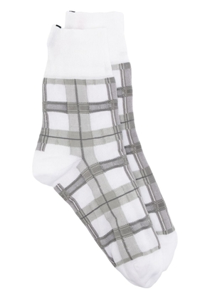 Thom Browne check-jacquard cotton socks - Grey