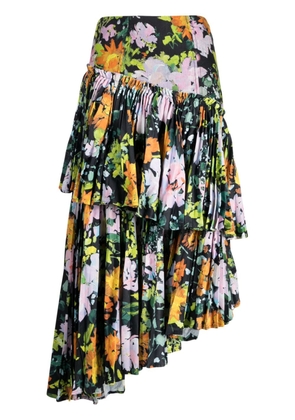 Aje Alice pleated asymmetric midi skirt - Multicolour