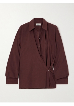 LEMAIRE - Twist-front Cotton-poplin Wrap Shirt - Brown - FR34,FR36,FR38,FR40,FR42,FR44