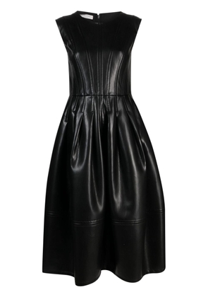 Philosophy Di Lorenzo Serafini pleated-skirt faux-leather midi dress - Black