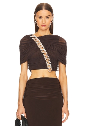 L'Academie by Marianna Fria Cropped Top in Brown. Size L, S, XL, XS, XXS.