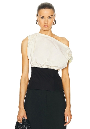 L'Academie by Marianna Matteah Top in Cream,Black. Size XL.