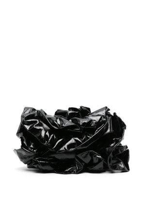 DRIES VAN NOTEN ruffled leather clutch bag - Black