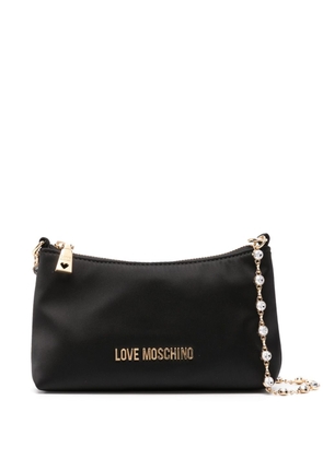 Love Moschino embellished-chain satin shoulder bag - Black