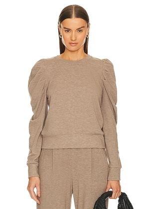 Bobi Puff Sleeve Long Sleeve Top in Taupe. Size S.