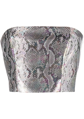 ROTATE metallic snakeskin bandeau top - Silver