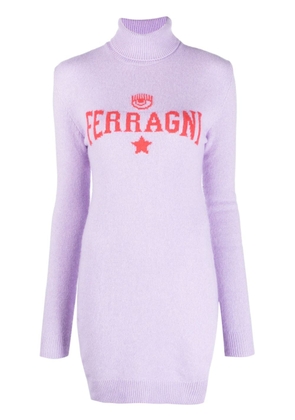 Chiara Ferragni intarsia knit logo knitted minidress - Purple