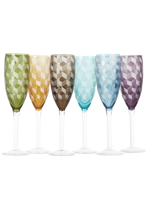 POLSPOTTEN Multicolor Blocks Champagne Glass Set