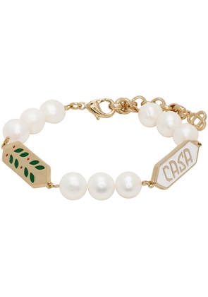 Casablanca Gold & White Laurel Pearl Bracelet