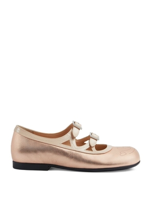 Gucci Kids Leather Double G Ballet Flats