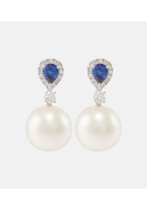 Bucherer Fine Jewellery Romance 18kt white gold earrings with sapphires, diamonds, and pearls