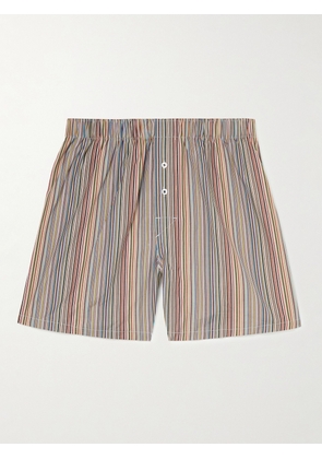 Paul Smith - Striped Cotton-Poplin Boxer Shorts - Men - Orange - S