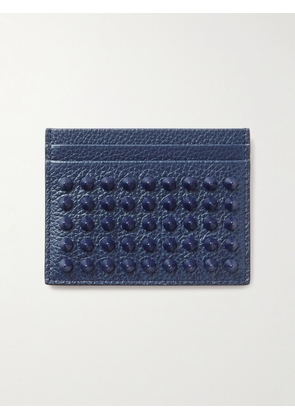Christian Louboutin - Studded Full-Grain Leather Cardholder - Men - Blue