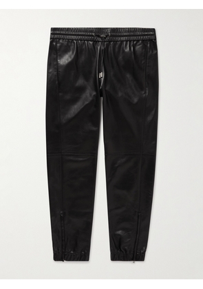 SAINT LAURENT - Tapered Leather Sweatpants - Men - Black - IT 48