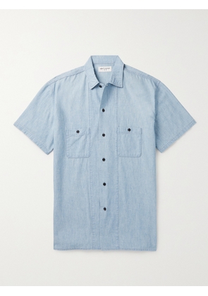 SAINT LAURENT - Cotton-Chambray Shirt - Men - Blue - XS