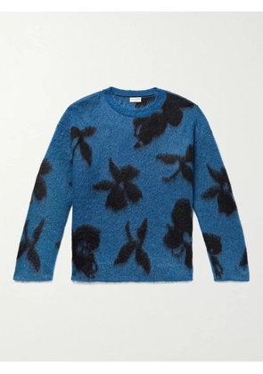 SAINT LAURENT - Mohair-Blend Jacquard Sweater - Men - Blue - XS