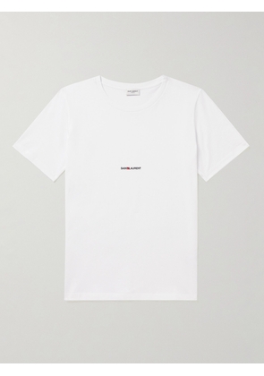 SAINT LAURENT - Logo-Print Cotton-Jersey T-Shirt - Men - White - S