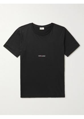 SAINT LAURENT - Logo-Print Cotton-Jersey T-Shirt - Men - Black - S