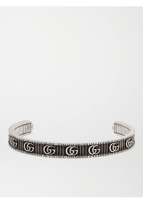 Gucci - Engraved Burnished Sterling Silver Cuff - Men - Silver - 17