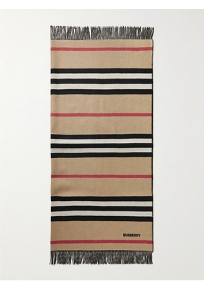 Burberry - Fringed Striped Cashmere Blanket - Men - Neutrals