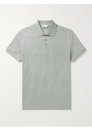 SAINT LAURENT - Logo-Embroidered Cotton-Piqué Polo Shirt - Men - Gray - XS